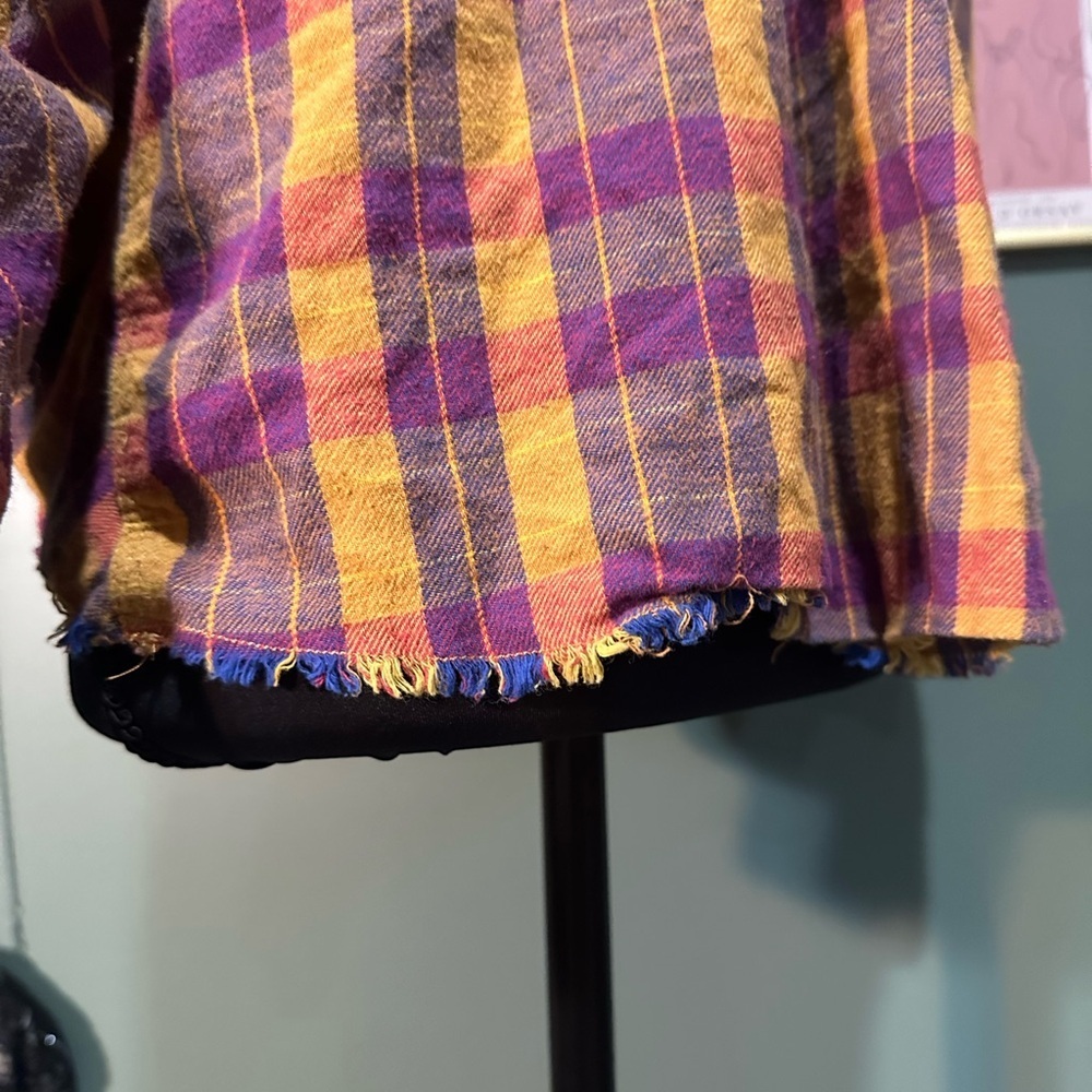 💕Urban Outfitters Purple and Yellow Plaid Button-Up Shirt Oversized XS - Picture 4 of 5
